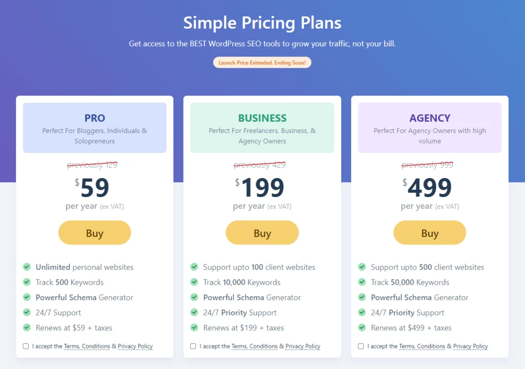 RankMath pricing