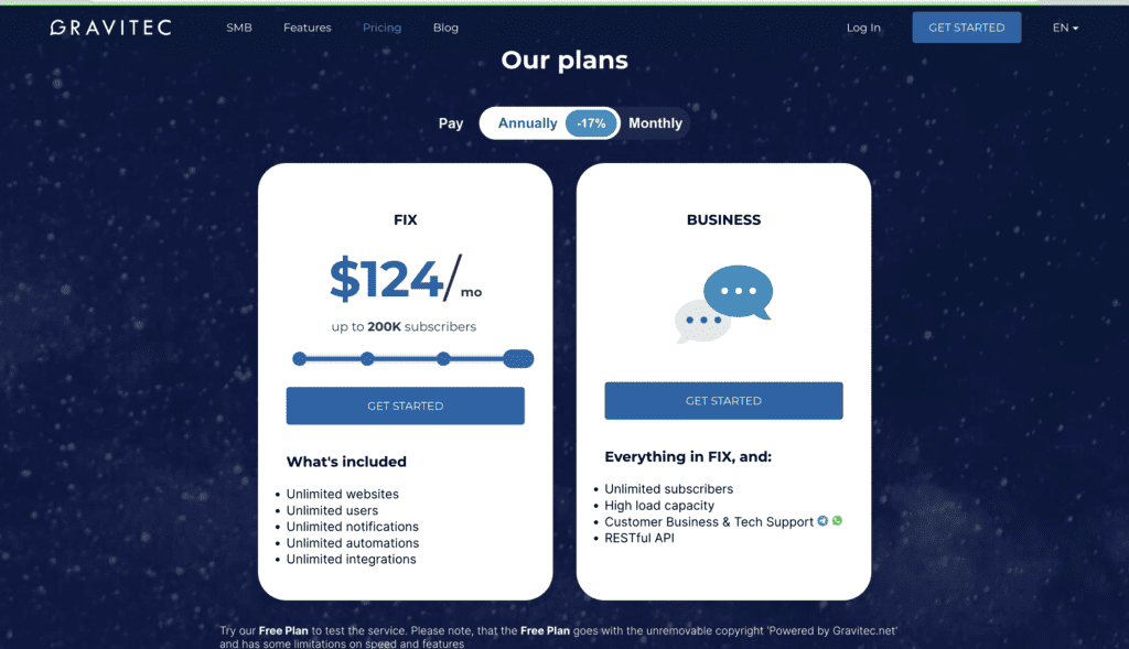 Gravitec pricing